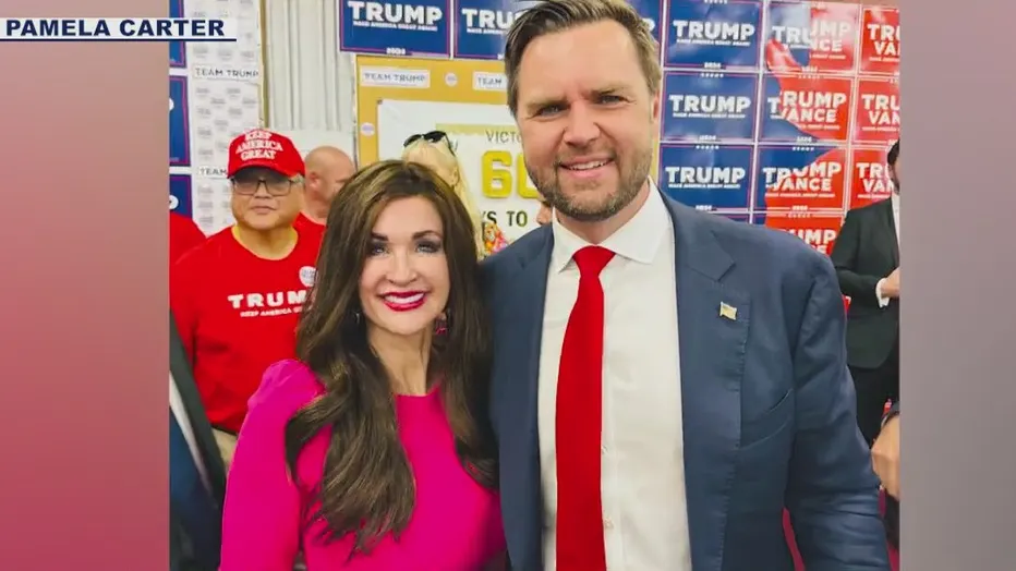 Pamela Carter with Vice President JD Vance at an Arizona campaign office