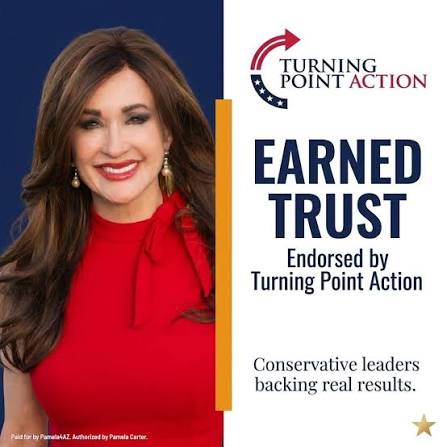 Turning Point Action graphic endorsing Pamela Carter